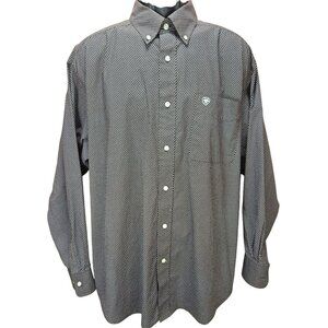 Ariat Mens Stretch Button-Down Brown Western Allover Pattern Shirt XL